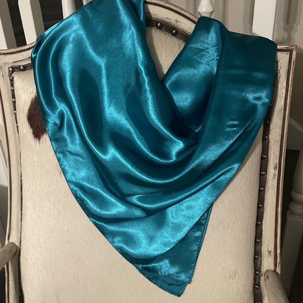 💙🌵💙Rowdy Crowd Western Solid Dark Turquoise Wild Rag Scarf  Cowgirl Cowboy 💙💙